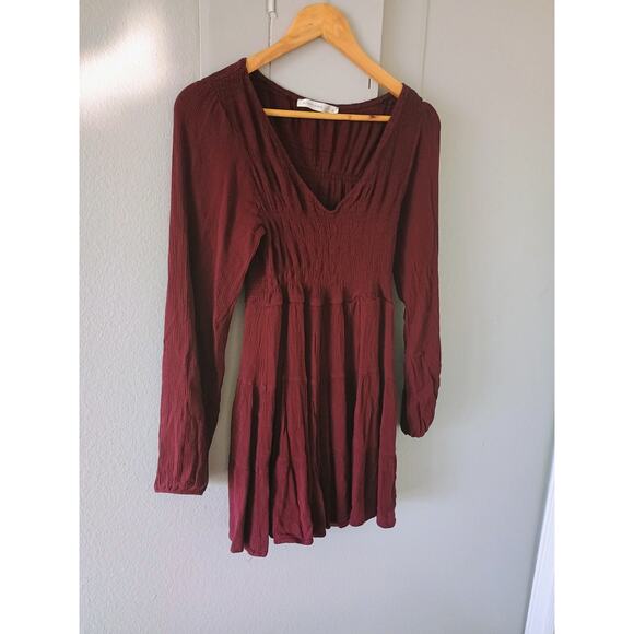 Altar'd state red V-neck mini dress with long sleeves and a flowy hem XL boho - Picture 2 of 16